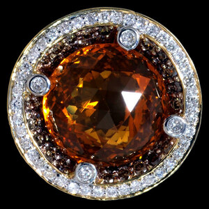 A7625 美しい大粒シトリン８．７２ct 天然上質ダイヤモンド４．０１ct 最高級18金無垢セレブリティリング