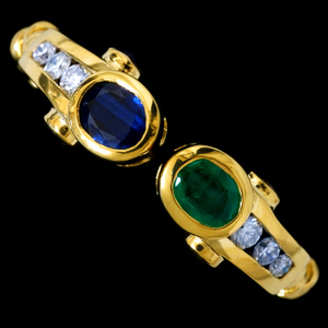 78862-237【Candame】Sapphire Emerald 絶品Dia 18K Ring SPAIN