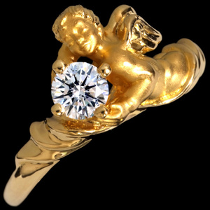 B1679 [Carrera y Carrera] Kalerai Calera Natural подлинное алмаз 0,334CT Сверхтовое золотое кольцо