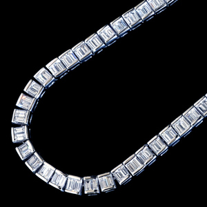 A6514 天然絶品ダイヤモンド７．００ct 最高級18KWG無垢セレブリティネックレス　長さ38.5cm 重さ26.8g 幅4.2mm