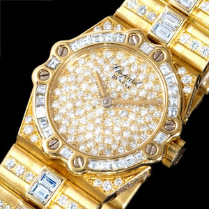 C6224[Chopard] Chopard солнечный molitsu уникальная вещь diamond 8.69ct высший класс 18 чистое золото Celeb litiretiQZ обхват руки 16cm вес 106.5g