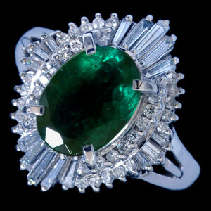 A1688 beautiful large grain emerald 2.25ct natural fine quality diamond 0.48ct top class Pt900 purity Celeb liti ring 