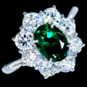 A9713 The n Via production F1 emerald 1.027ct rarity diamond 1.38ct top class Pt900 purity Celeb liti ring 