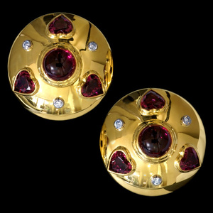 A5107[RODNEY RAYNER]rodo knee Ray na- beautiful load light garnet natural rarity diamond top class 18 pure gold Celeb liti earrings Britain made 