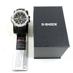 ▼カシオ CASIO G-SHOCK Gショック GST-B100-1AJF 電波ソーラー 腕時計 メンズ デイト 黒文字盤 ブラック シルバー 箱付き