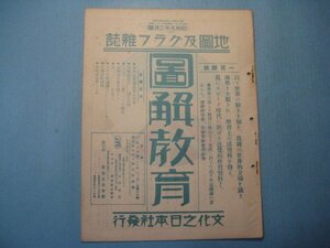 hc2286図解教育　昭和9年2月号　本邦(内地)職業別人口表　四国霧島分布表　メードインジャパンの躍進　太平洋航通図　　8枚　地図