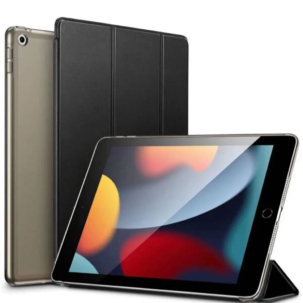 iPad 10.2inch (第7世代/第8世代/第9世代) 手帳型ケース 背面クリア 指紋つきにくい ブッラク