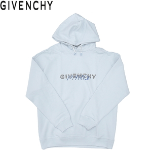 GIVENCHY ジバンシイ ロゴ コットン パーカー フーディ サイズM 水色