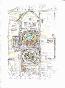 Art hand Auction World Heritage Cityscape/Chieco/Clock Tower/F4 drawing paper/Original watercolor painting, painting, watercolor, Nature, Landscape painting