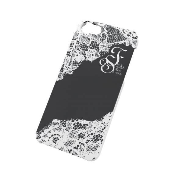 ◆送料無料◆iPhone SE/5/5s ★シェルカバー レース柄★液晶保護フィルム付 ブラック★ PS-A12PVG06