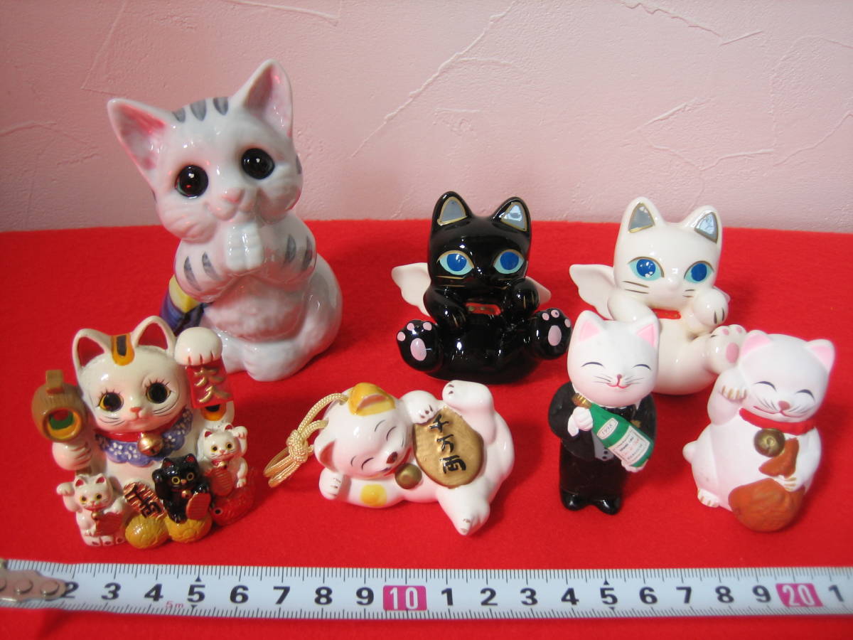 ねこや 猫舎 小槌 置物 和 陶器 ジオラマ 廃盤 レア 正月 福 縁起物