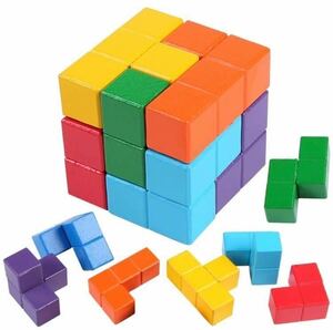 人気　テトリス モンテッソーリ教育 立体 パズル カラフル 木製 知育玩具 木のおもちゃ カラフル