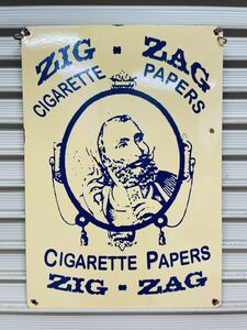 ジグザグ 1950’s ZIG ZAG ヘビー メタル 看板 ヴィンテージ アンティーク ホットロッド インテリア ハーレー アメリカ雑貨当時昭和 レトロ
