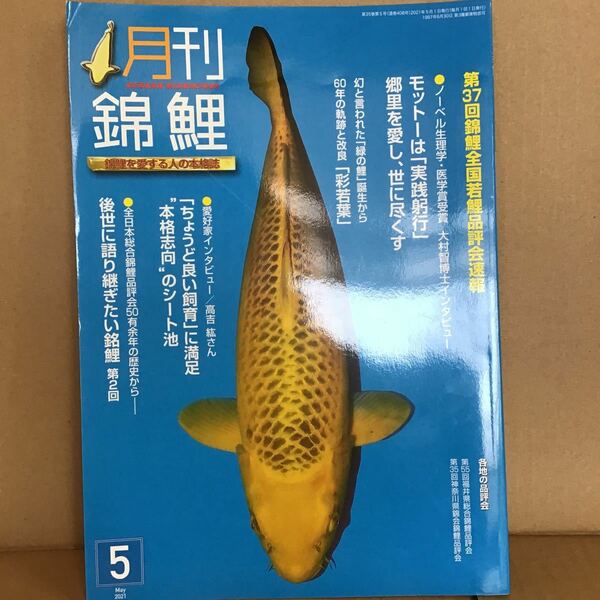 月刊 錦鯉 2021.5 NO. 408 ① 第37回 若鯉 品評会速報 大村智 博士インタビュー 彩若葉 高吉紘 愛好会 愛麟会 品評会 錦彩出版