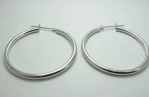 [ new goods ]k14/14 gold / white gold / simple hoop earrings /2mm×30mm