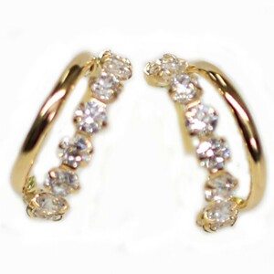 [ new goods ]10 gold /k10/ yellow gold / Cubic Zirconia 2 ream hoop earrings 