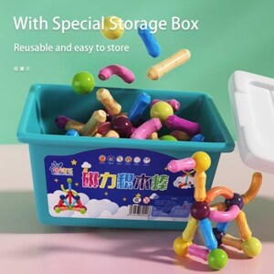 【86pcs】子供用磁気スティックおもちゃ,子供用マグネットビルディングブロック,子供用教育玩具,