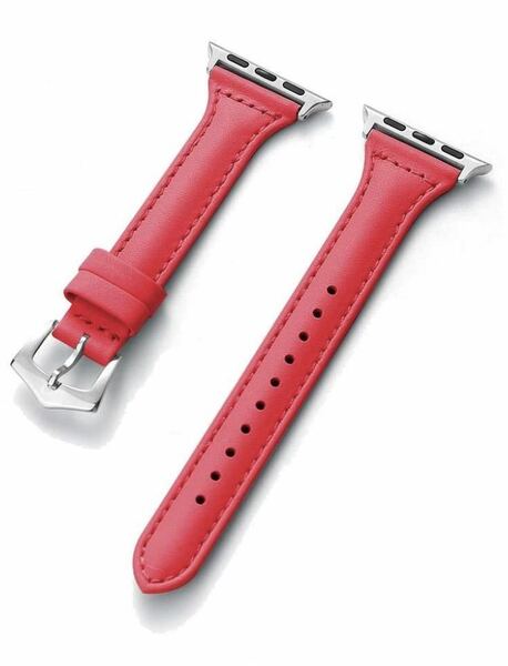 Apple Watch 革ベルト　アップルウォッチベルト38/40/41mm 薄型デザイン　赤