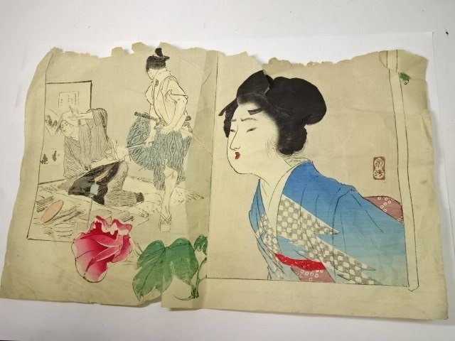 Ukiyo-e, portrait d'une belle femme, illustration, Pack de lettres lumineux disponible, 0308U2G, Peinture, Ukiyo-e, Impressions, Portrait d'une belle femme