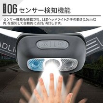 ヘッドライト USB充電式 300ルーメン 2個セット 2022進化版 LED 45度角度調整可能 センサー機能_画像10