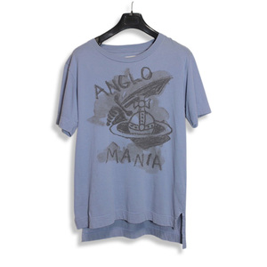 Vivienne Westwood ヴィヴィアン ウエストウッド ANGLOMANIA オーブプリント コットン 半袖 Tシャツ ブルー size 36 レディース 正規品