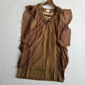 LottaLovero cod b no sleeve tunic lady's free size brown group chiffon light brown group summer United Arrows *J27