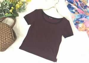 d529* Comme Ca Du Mode COMME CA DU MODE adult fine quality! cotton knitted short sleeves pull over adzuki bean color! lady's tops T-shirt 