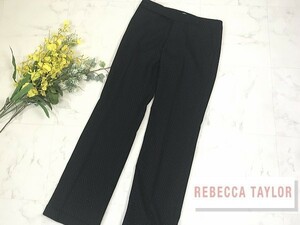 d118★ レベッカテイラー REBECCA TAYLOR センタープレス ダブル ウールパンツ ブラック レディース ボトムス シルバー ドット