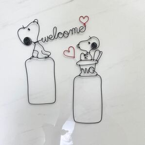 スヌーピー SNOOPY ワイヤークラフト ステンドグラス風 ハンドメイド ワイヤーアート