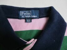 BD687【Polo by Ralph Lauren 】ロゴ刺繍　ボーダー　半袖　ポロシャツ　男児　緑・黄・濃青　100_画像3