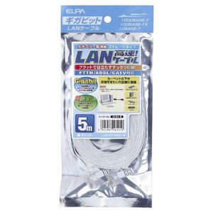 ELPA エルパ フラットLANケーブル CAT6 5m LAN-FT1050(W