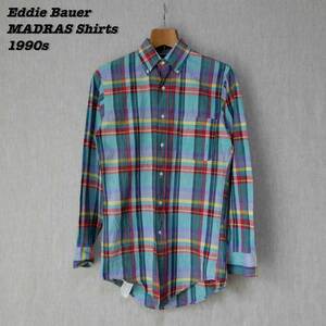 Eddie Bauer Madras B.D. Shirts S Made in USA 1990s エディーバウアー マドラスチェック ボタンダウンシャツ アメリカ製 1990年代