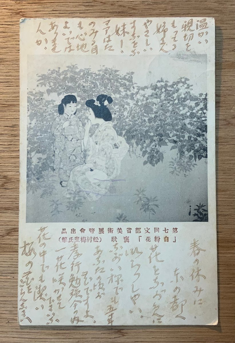 PP-934 ■送料無料■ 白粉花 松村梅叟 文部省 美術展覧会 美術 絵 絵画 女性 切手 手紙 エンタイア 絵葉書 写真 印刷物 古写真/くNAら, 印刷物, 絵はがき, ポストカード, その他