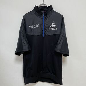 le coq sportif Le Coq s Porte .f мужской Golf одежда короткий рукав тянуть over половина Zip черный чёрный размер LL прекрасный товар 