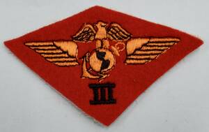 実物 WW2 USMC 3RD MARINE AIR WING SHOULDER PATCH 米国海兵隊 第3海兵航空団 肩章 ウールフェルトに刺繍 1