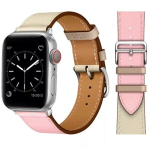 Apple Watch アップルウォッチ バンド ベルト革【38/40】ローズ&ホワイト