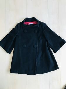 FREE'S SHOP CLASSIC MELTON COAT BLACK 063-251205 フリーズショップ クラシック メルトン ピーコート ブラック 黒 裏地 ドット サテン 90