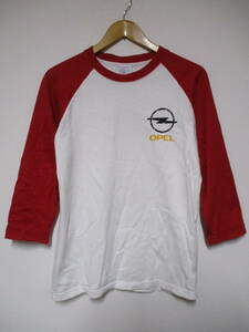 OPEL オペル ビッグロゴ ラグラン 七分袖Tシャツ 白赤 Lサイズ