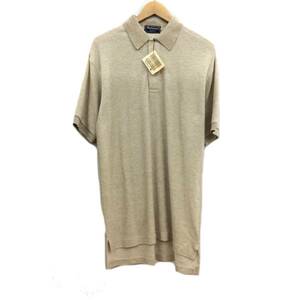  tag attaching BURBERRY Burberry USA made polo-shirt with short sleeves FC0875 men's M size oversize Vintage beige embroidery 