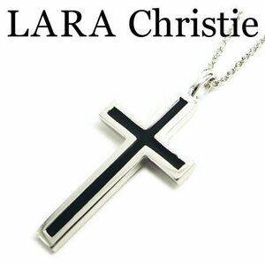 LARA Christie ララクリスティー レールクロスネックレス ブラック メンズ シルバー925 エナメル P3190-B