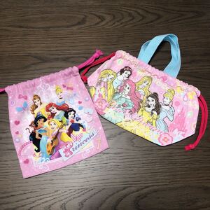 お弁当袋 コップ袋 入園準備 ランチ巾着 巾着袋 プリンセス ディズニー ベル ラプンツェル 女の子 幼稚園