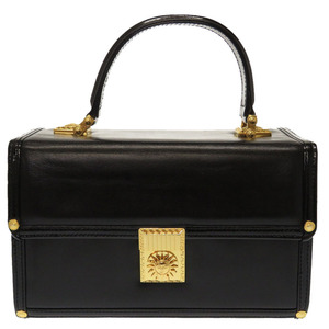  beautiful goods Versace Vintage sun sun leather enamel black Gold metal fittings handbag bag black 0059 VERSACE