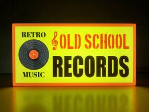【Mサイズ】レコード CD オールドスクール ミュージック レコード店 看板 インテリア ライト 店舗 お部屋 置物 雑貨 LED2way電光看板