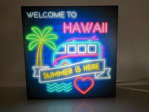 【20センチ】アメリカン ウェルカム WELCOME ハワイ HAWAII ヤシの木 テーブル カウンター ライト 電飾看板 置物 雑貨 LED2way電光看板