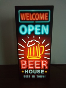 [M size ]BEER american retro beer snack pab home .. sake Cafe bar signboard ornament american miscellaneous goods light BOX illumination signboard lightning signboard 