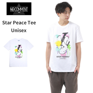 【SALE】【EUサイズM=USサイズS】NO COMMENT PARIS ノーコメントパリ 半袖Tシャツ ホワイト フランス製 ユニセックス Unisex Star Peace