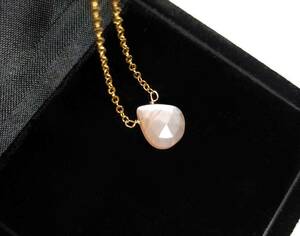  pink moonstone pendant necklace 14KGF Gold Phil do natural orange moonstone pink orange 