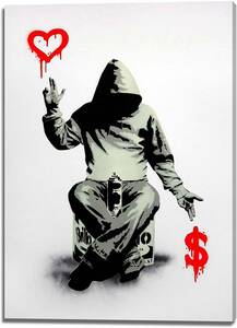 Art hand Auction [复制品] 新艺术面板艺术海报 Banksy 帆布画现代艺术图片壁挂室内画 40x30cm 帆布, 艺术品, 绘画, 其他的
