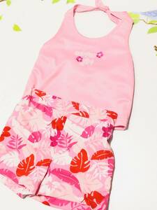 新品　アメリカ購入品　Girl's swimwear(水着) 2piece 『surfer girl』ハイビスカス＆モンステラ　サイズ２T セパレート　3T・4T別途出品中