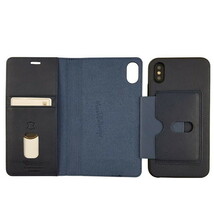 AEGIS iPhone XS Max 本革 手帳型 ケース ネイビー 高級感 マグネットベルト付 PROTECTIVE GENUINE LEATHER 2in1 FOLIO & HARD SHELL/NAVY_画像5